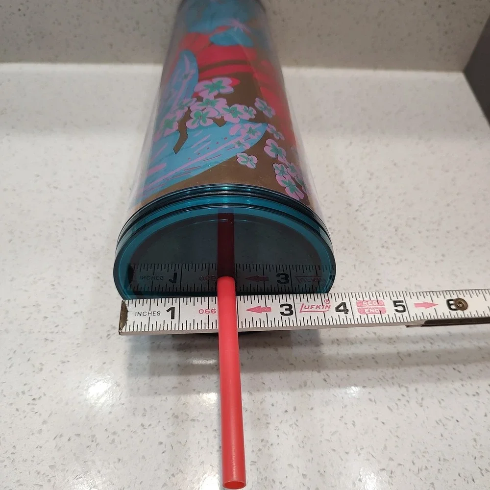 Starbucks Summer 2022 Forest Dream Aqua Terra Floral 24oz Tumbler Cold Cup Straw